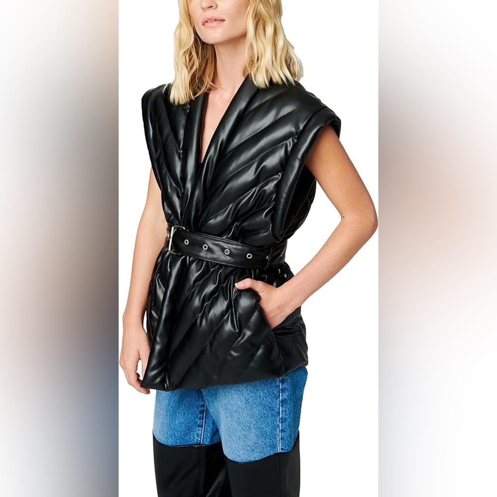 (A8) Blank NYC Under The Radar Puffer Vest, Black, Size L, NWT - Picture 4 of 9